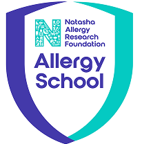 Shield logo with Natasha Allergy Research Foundation and Allergy School text.