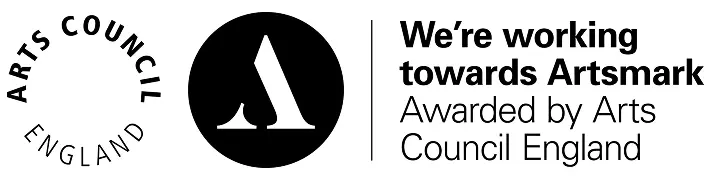 Arts Council England logo next to text: We're working towards Artsmark awarded by Arts Council England.